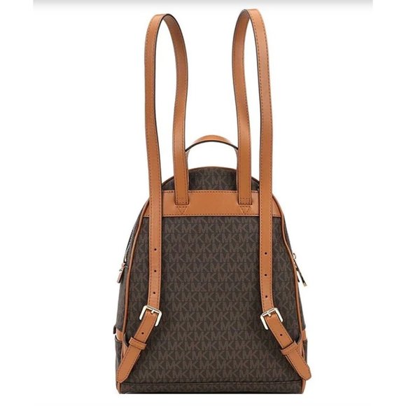 NWT Michael Kors Rhea Signature Logo Medium Backpack - Brown main image 4